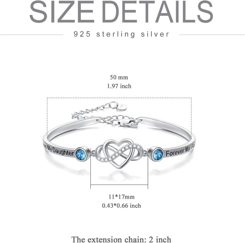 AOBOCO 925 Sterling Silver Adjustable Infinity Heart Bangle Bracelet for Sister Best Friend Daughter Mom Grandma Granddaughter Daughter in Law Godmother Goddaughter Stepmom Stepdaughter - Image 4